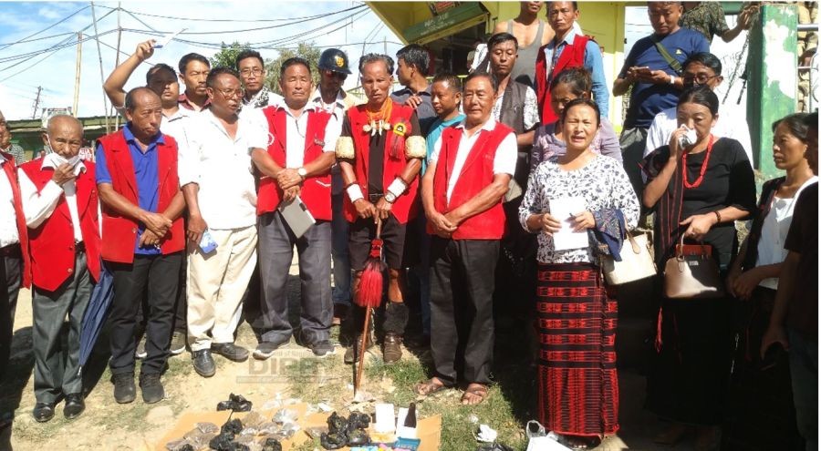 Illegal narcotic drugs with an estimated value of Rs 3 lakh were destroyed in Kiphire. The narcotics were seized through the coordinated efforts of the Kiphire 11 Wards GBs and others. (DIPR Photo)